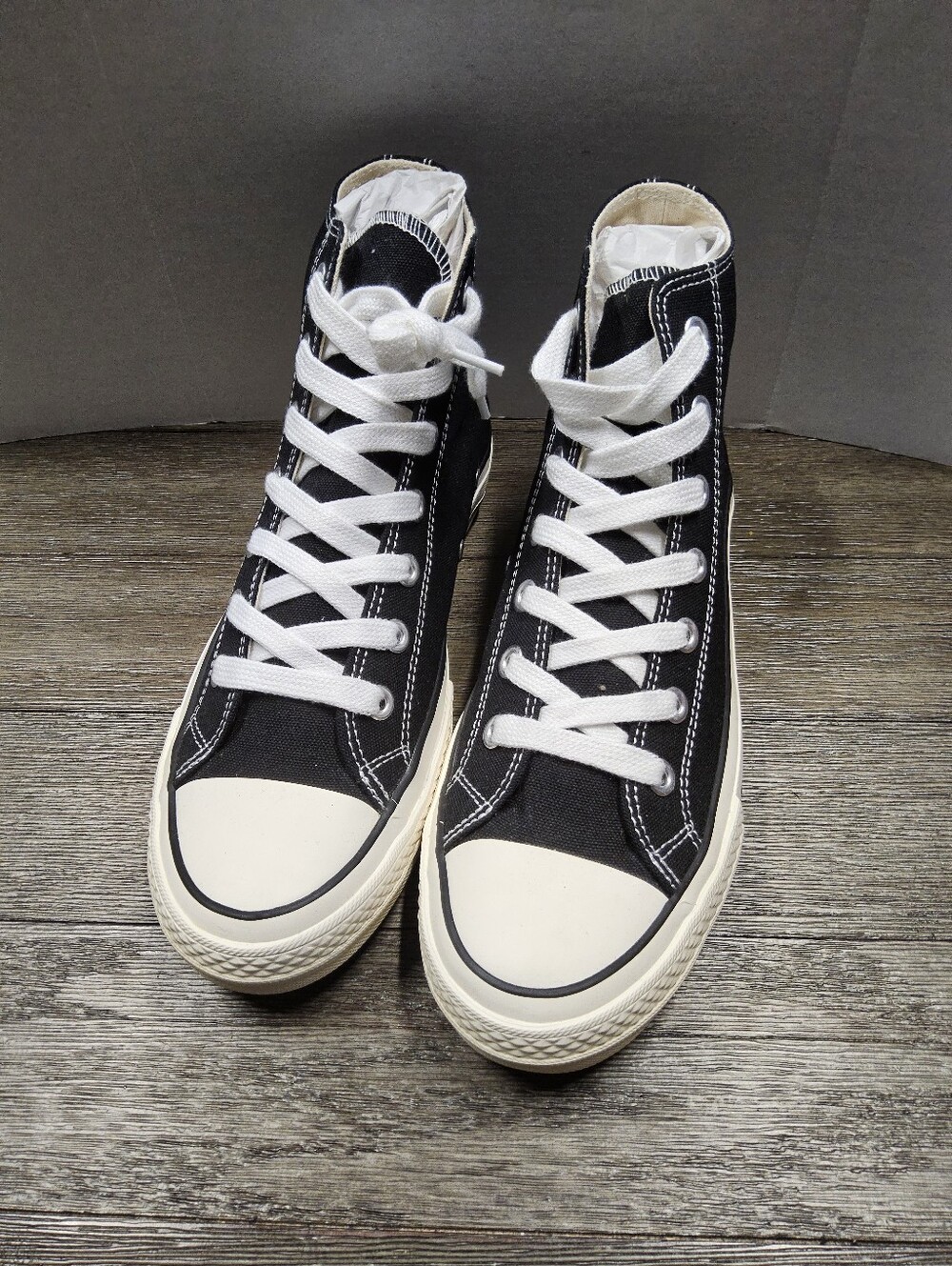 NewDot Dot Smile Black High-Top  Sneakers with White Accents
